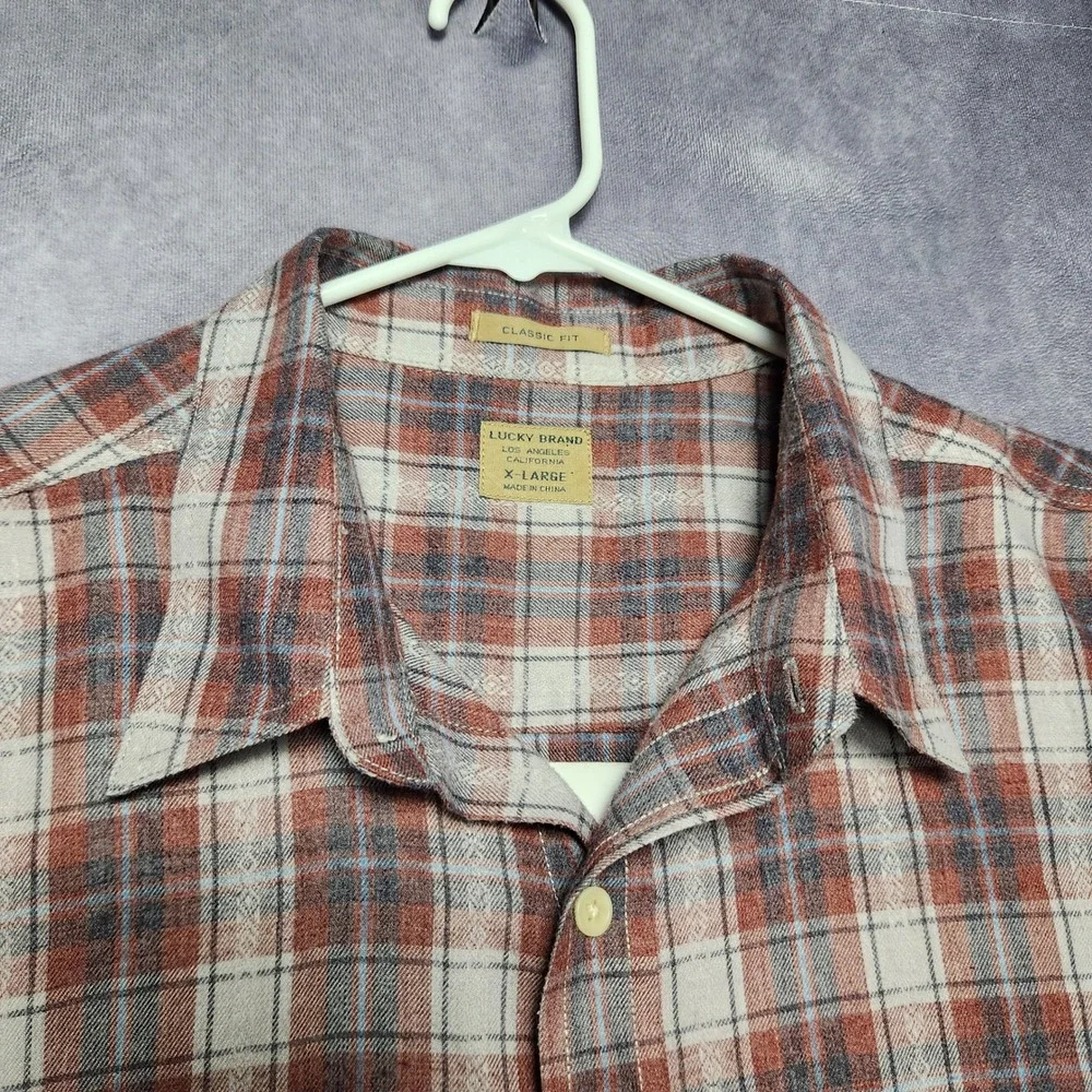 Lucky Brand Mens Plaid‎ Flannel Classic Fit Long Sleeve Shirt XL Lightweight